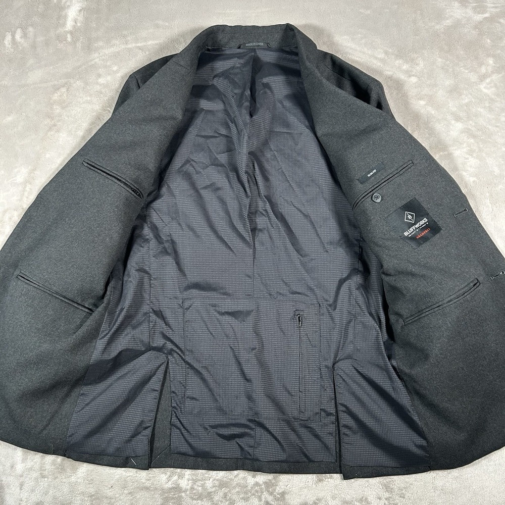 Bluffworks Gramercy Travel Blazer Men's Size 40R Slim Fit Navy Blue Zip Pockets - Picture 8 of 16